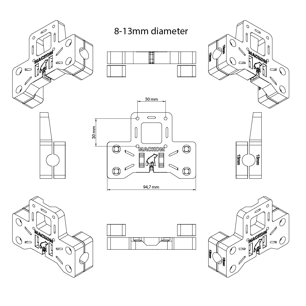 GPS Mount for Carpuride W502 / W702 / W502 Pro / W702 Pro – Bar Mount (8–22 mm)Butterfly Top